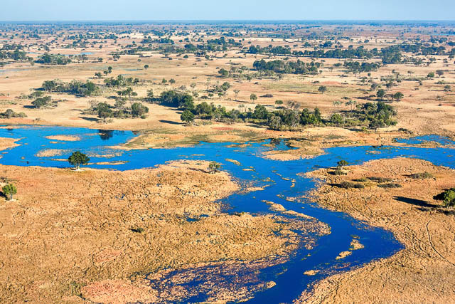 okavango delta landscape viewed from top